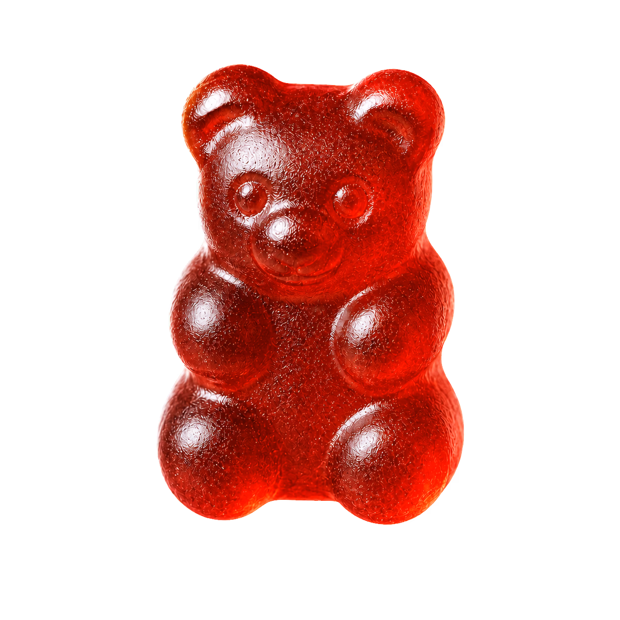 Translucent ruby PROTEDY gummy showing its soft texture